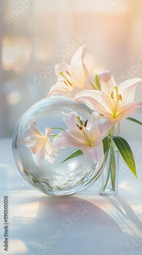 Beautiful spring lilies in a clear vase capturing the essence of Easter celebrations