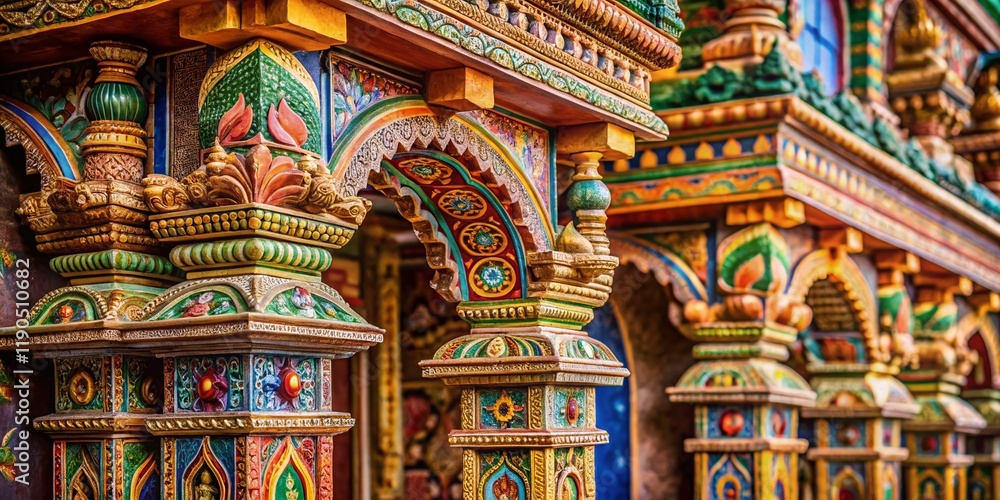 Obraz premium Ancient Indian Art: Intricate Design, Left Composition, Copy Space