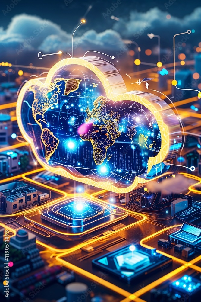 Fototapeta premium 5G wireless network, high speed internet, cloud computing or connect diagram technology, Data storage, service, synchronize, online, financial, Connectivity global