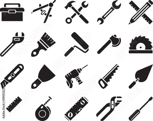 Hardware tools icons set