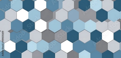 Abstract Hexagon Pattern In Shades Of Blue Gray And White