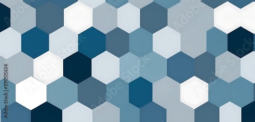 Abstract Hexagon Pattern in Shades of Blue and White