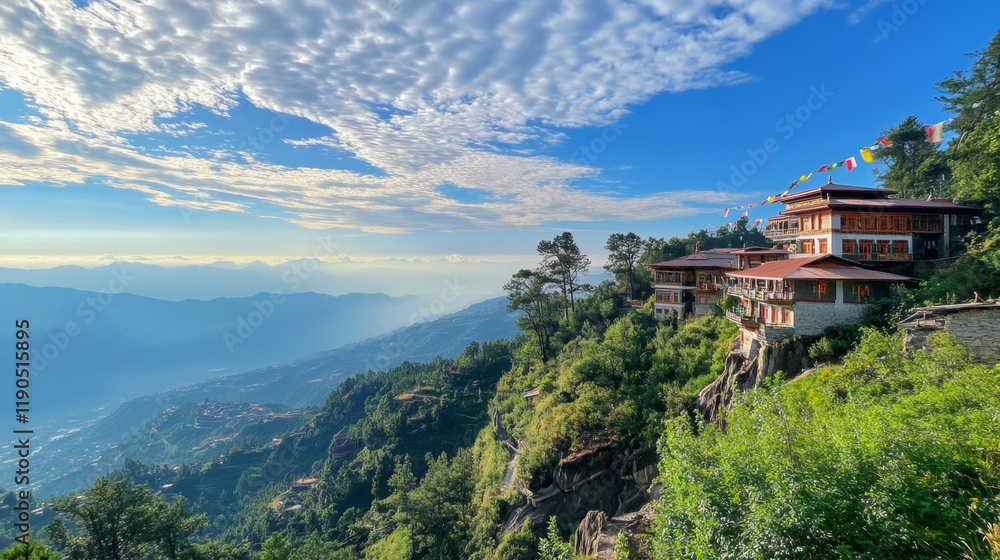 Fototapeta premium Breathtaking Mountain View with Monastery