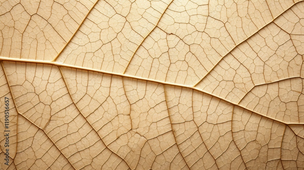 Fototapeta premium Macro Shot of Detailed Dry Leaf Texture with Visible Veins and Crisp Patterns
