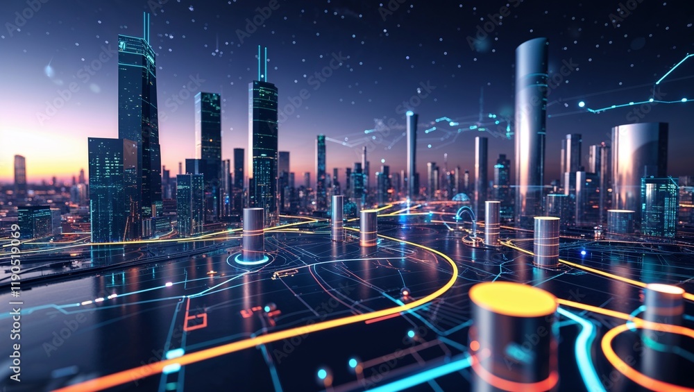 Fototapeta premium night city skyline