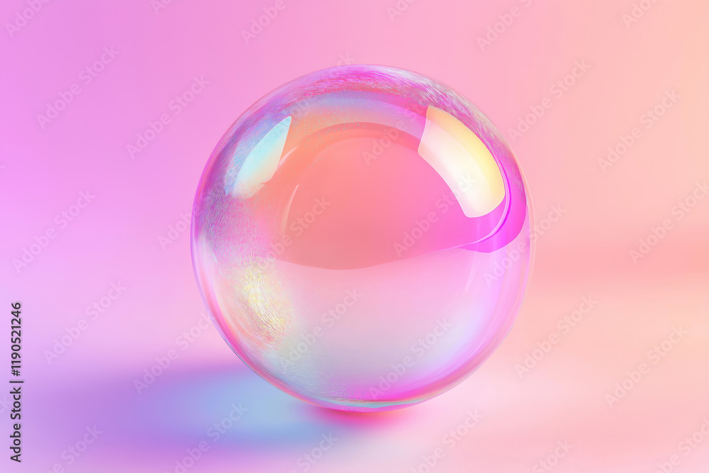 iridescent bubble on pastel gradient background with soft reflections iridescent bubble on pastel gradient background with soft reflections