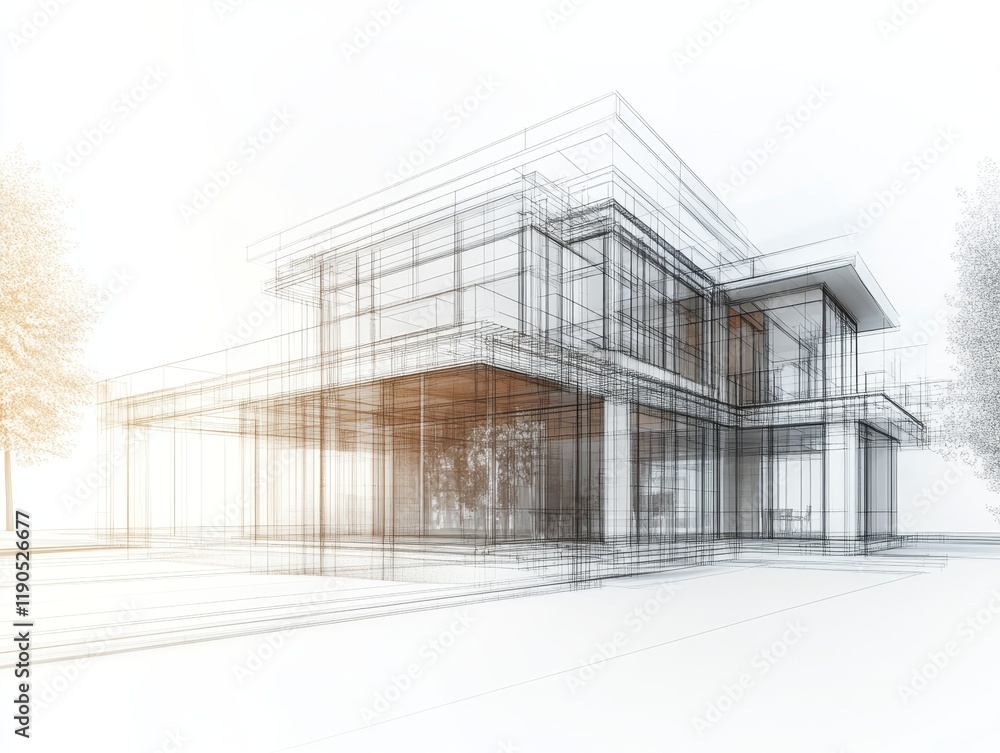 Home architecture exterior renovation services with realistic wireframe design illustrations Home architecture exterior renovation services with realistic wireframe design illustrations
