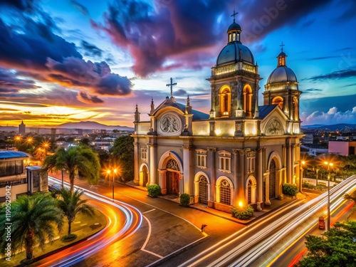 Costa Rica Basilica Virgen de los Angeles Night Long Exposure Photography photo