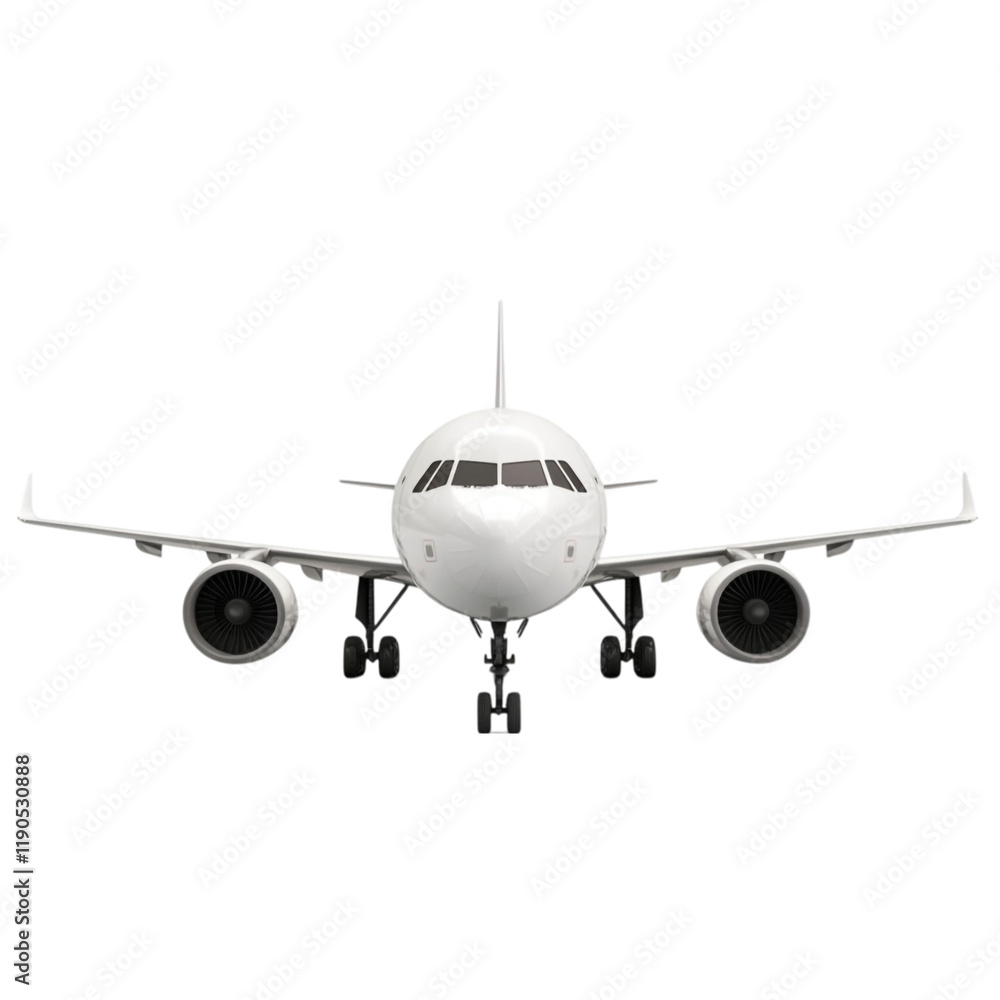 Fototapeta premium Airplane Ready for Takeoff Powerful Engines White Aircraft Exciting Journey