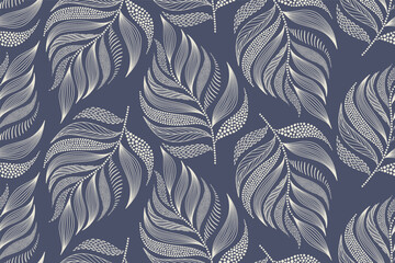 Keuken achterwand Planten patronen Abstract bloemenpatroon zwarte bladeren stippen  © andin