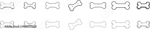 Set of hand drawn dog bone vector illustration for coloring page
