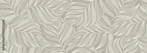 Abstract floral background with leaf seamless pattern with dotted flat style.
