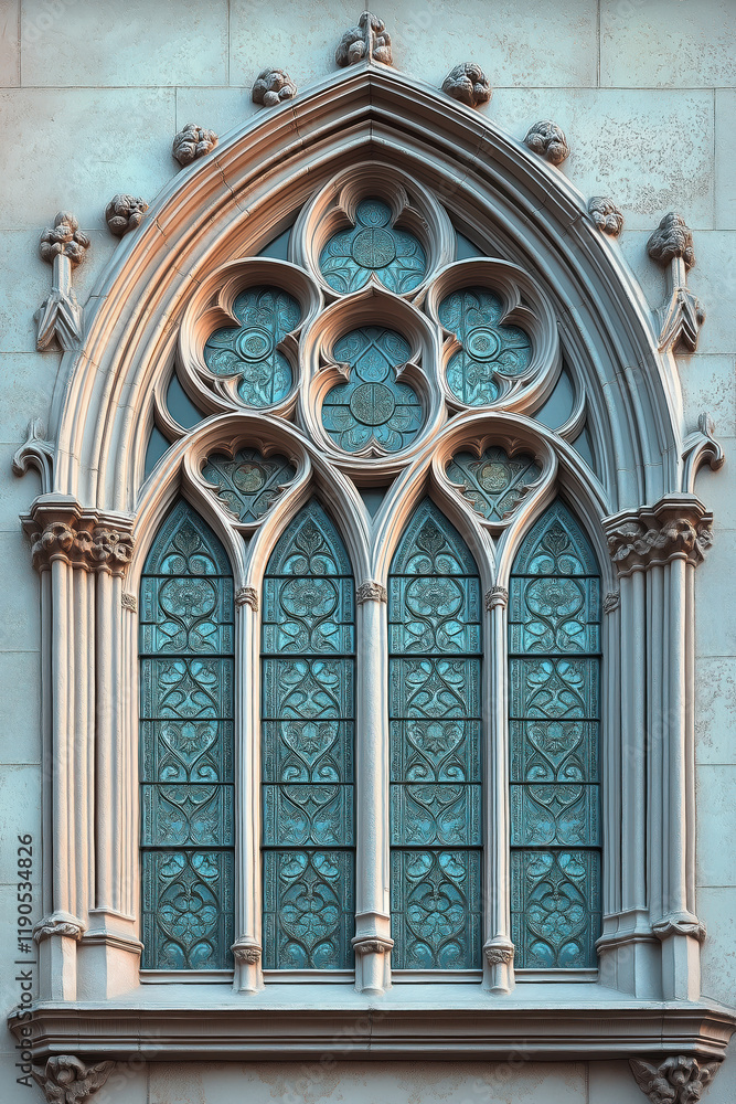 Obraz premium A closeup Image of a Gothic Window. Intricate details. Created with Generative AI technology