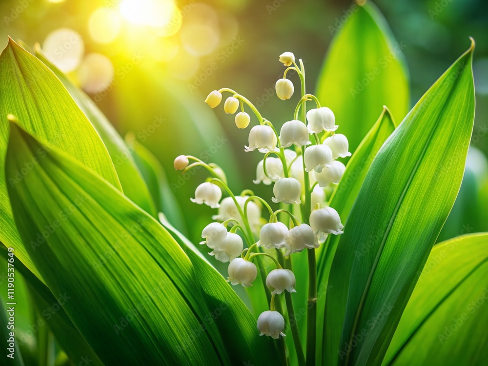 Obraz premium Delicate Lily of the Valley Flowers in Soft Focus Background - Spring Floral Stock Photo