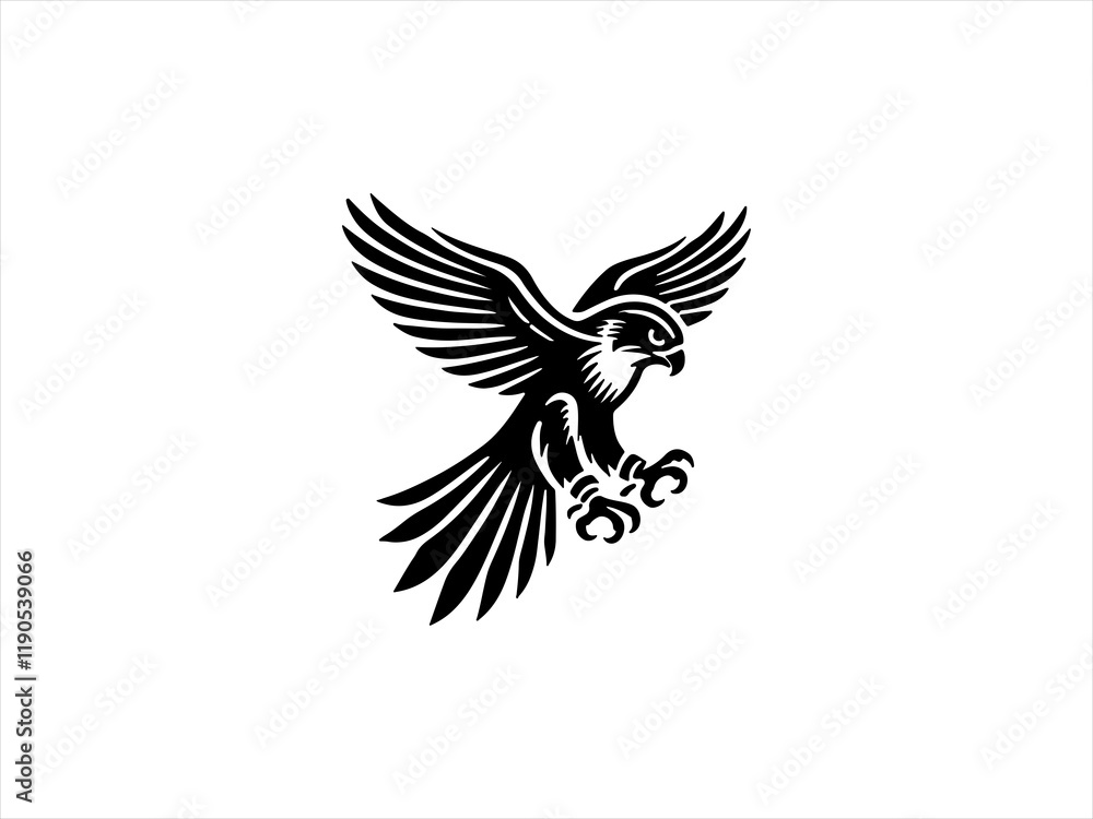 Obraz premium Black and White line art falcon design vector,,,,
