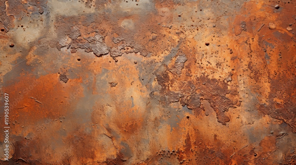 Weathered Rusty Metal Surface with Peeling Layers and Rough Texture - Symbol of Time and Decay