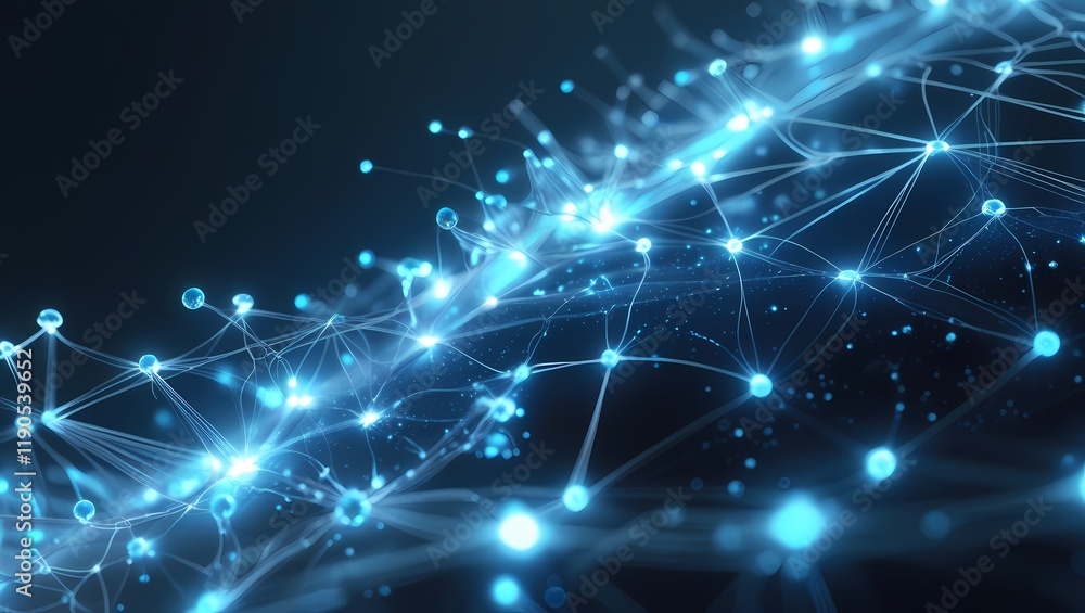 Abstract AI Network with Blue Light Illuminated Interconnected Nodes Abstract AI Network with Blue Light Illuminated Interconnected Nodes