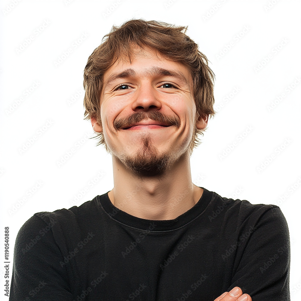 Smiling man with light brown hair and beard, isolated on white background Smiling man with light brown hair and beard, isolated on white background