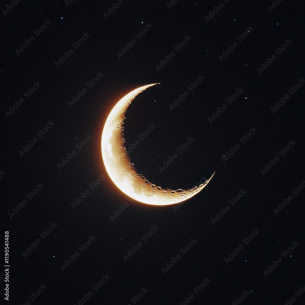 Supernatural light emanating from a crescent moon, radiant stars scattered in a breathtaking cosmic display Supernatural light emanating from a crescent moon, radiant stars scattered in a breathtaking cosmic display