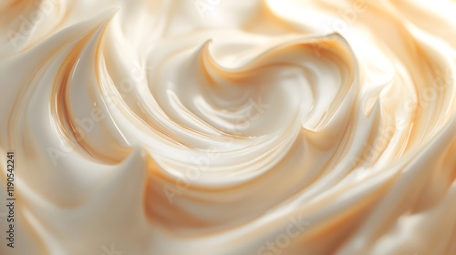 
Close-up of a smooth, creamy yogurt swirl in a bowl, close up of cream