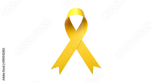 Gold Ribbon Awareness Symbol:  Support for Childhood Cancer, Sarcoma, and Bone Cancer - 3D Rendered Image of a Yellow Ribbon photo