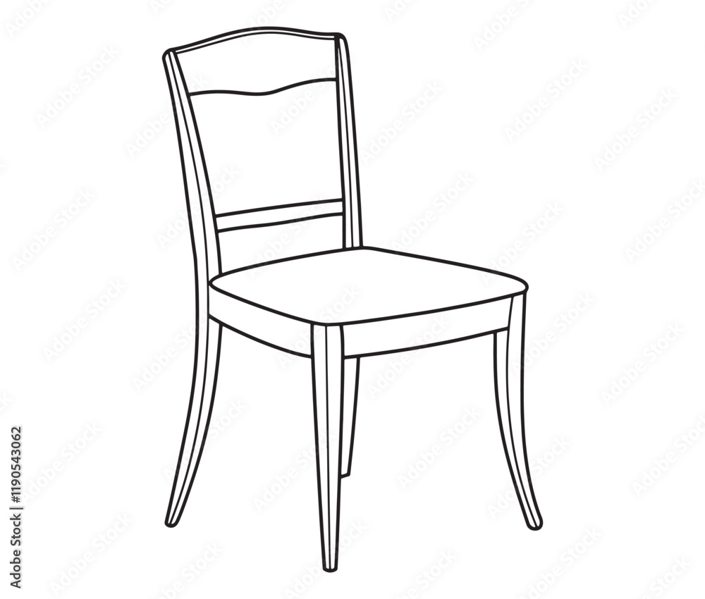 Chair isolated on white, Line art cartoon chair Chair isolated on white, Line art cartoon chair
