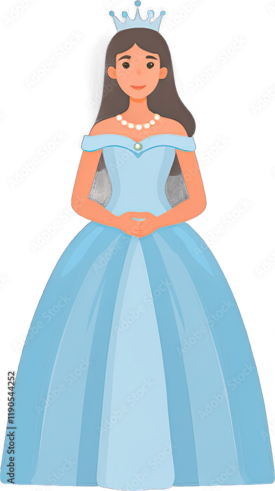 Elegant Princess in Blue Ball Gown Wearing a Tiara On Transparent Background Png Elegant Princess in Blue Ball Gown Wearing a Tiara On Transparent Background Png