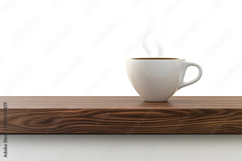 Steaming coffee cup resting on square wooden tray, capturing sharp surface details and rich morning aroma, isolated on white background for cafe, breakfast, or rustic kitchen themes. Steaming coffee cup resting on square wooden tray, capturing sharp surface details and rich morning aroma, isolated on white background for cafe, breakfast, or rustic kitchen themes.