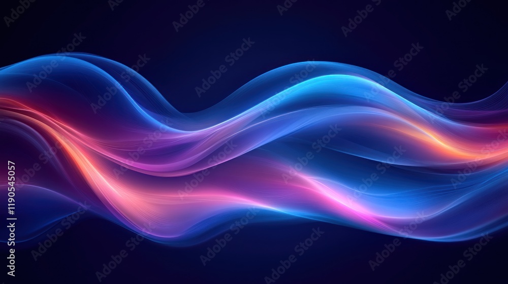 Abstract Flowing Light Waves on a Dark Background for Digital Art Abstract Flowing Light Waves on a Dark Background for Digital Art