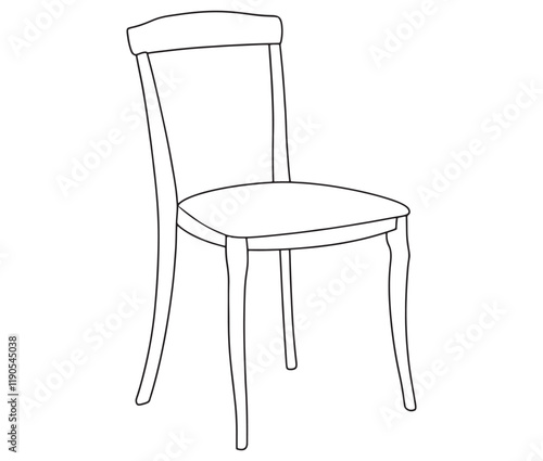 Chair isolated on white, Line art cartoon chair 