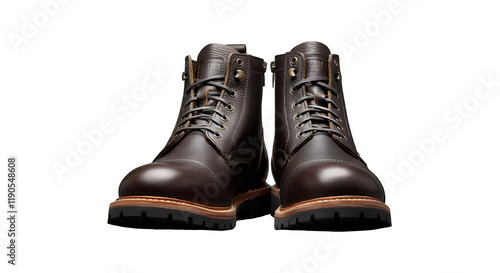 Handcrafted Dark Brown Leather Cap Toe Boots | Premium Men's Footwear | Durable & Stylish Work Boots for Everyday Wear | Classic Lace-Up Design | High-Quality Goodyear Welted Construction photo