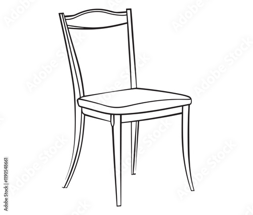 Chair isolated on white, Line art cartoon chair 