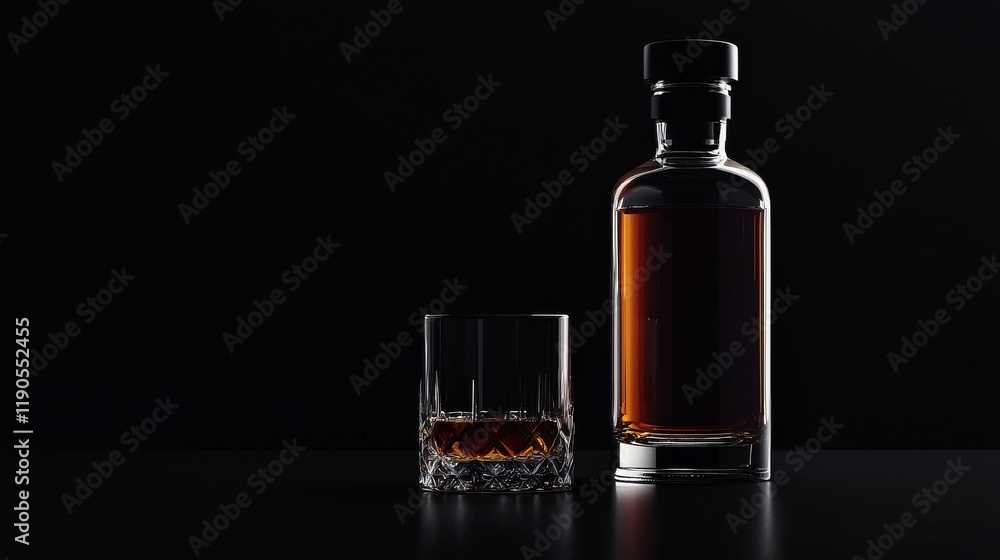 Pouring Whiskey from a Bottle into a Glass Dark Background Beverage Photography Studio Environment Close-Up View Elegance and Refinement Pouring Whiskey from a Bottle into a Glass Dark Background Beverage Photography Studio Environment Close-Up View Elegance and Refinement