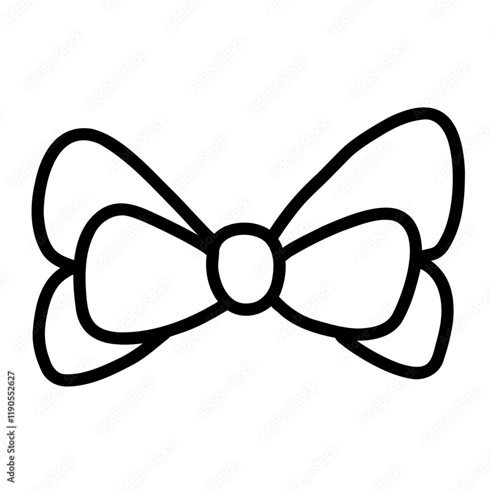 Icon of cute contour of bow tie isolated on white background. Part of the holiday wardrobe. Simple hand drawn doodle clipart. For poster, collage, banner, card, invitation. Icon of cute contour of bow tie isolated on white background. Part of the holiday wardrobe. Simple hand drawn doodle clipart. For poster, collage, banner, card, invitation.