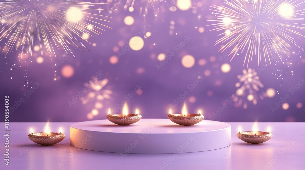 Banner design for diwali festival and podium,Diwali light decoration candle with fireworks,Stage,Product display Showcase design sparkle background,Deepavali,Dipavali,3D podium illustration. Banner design for diwali festival and podium,Diwali light decoration candle with fireworks,Stage,Product display Showcase design sparkle background,Deepavali,Dipavali,3D podium illustration.