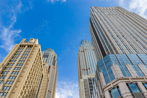 Skyscrapers in perspective in the center of Tianjin, China photo