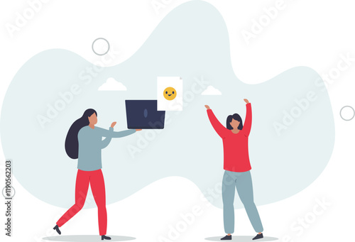 Positive thinking and optimism concept.Employee motivation.women and cheerful emotion in social networks.flat characters.