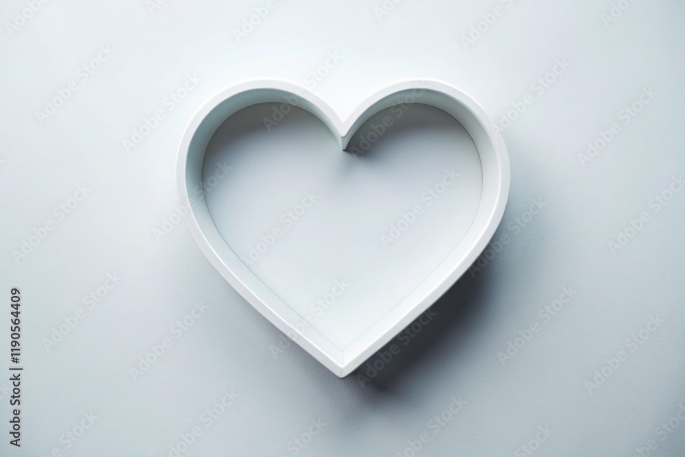 Elegant Minimalist Heart Frame: Clean White Background Stock Photo Elegant Minimalist Heart Frame: Clean White Background Stock Photo