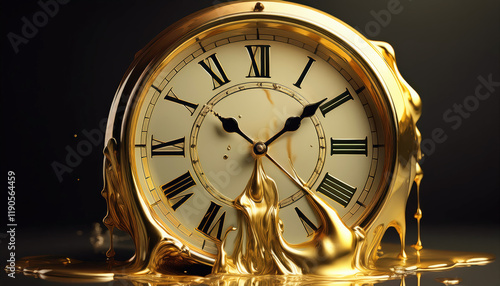 Schmelzende goldene Uhr - Symbol für Zeitknappheit und Stress photo