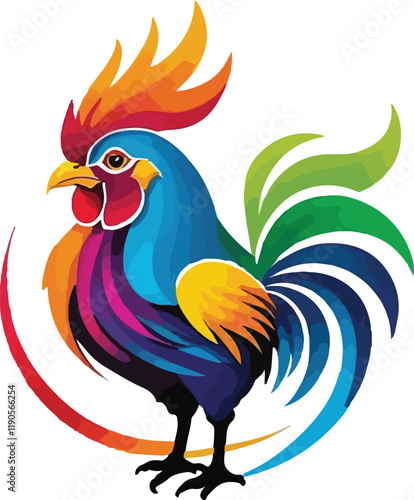 Colorful Cock vector design, Cock logo and icon design, Cock vector design