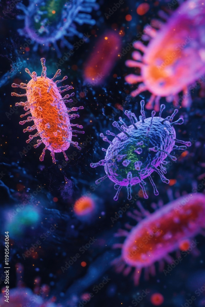Close-up of various colored germs Close-up of various colored germs