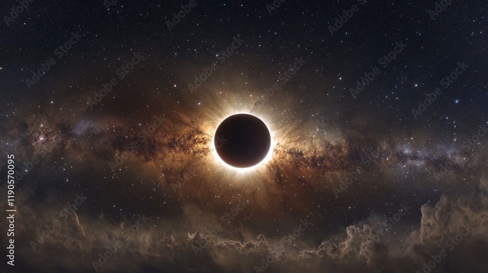 Fototapeta premium Cosmic Eclipse with Starry Background