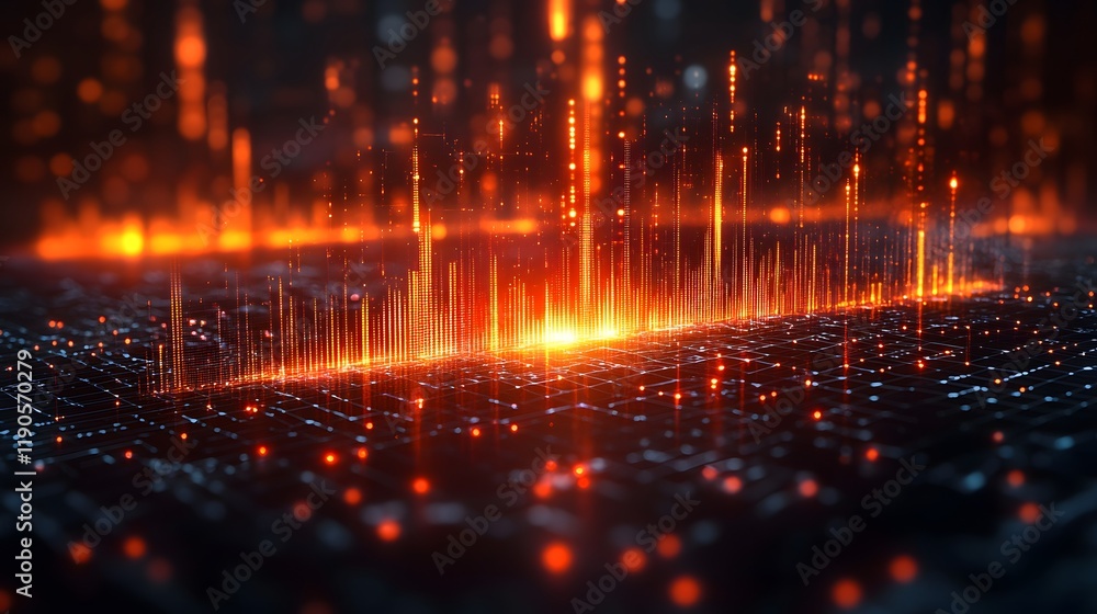 Fototapeta premium Dynamic isometric 3D render showcasing business performance with blurred graph background