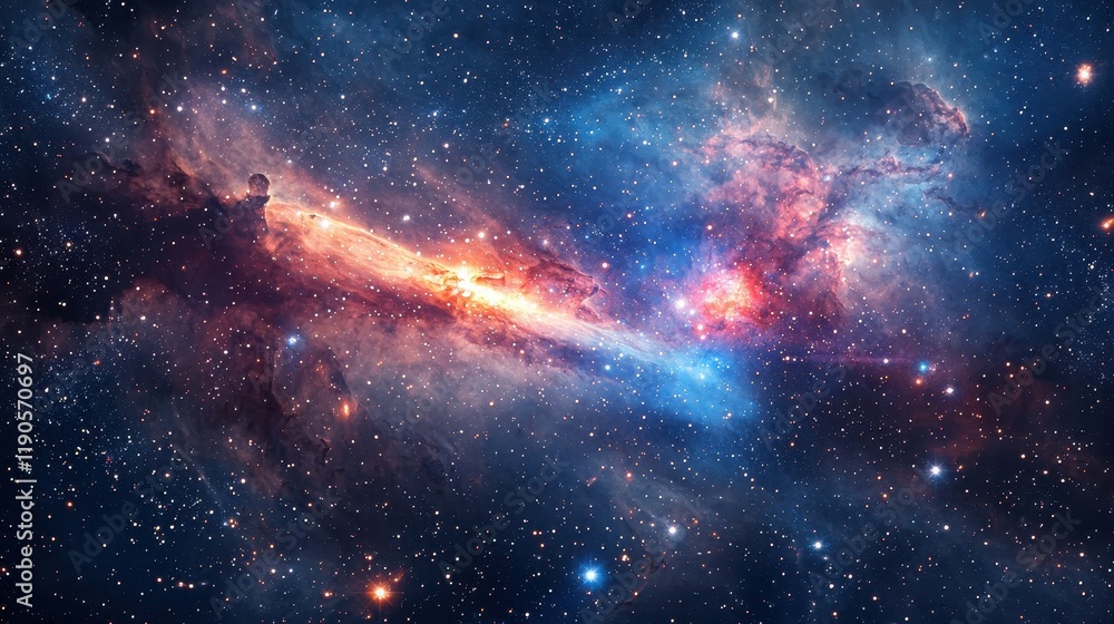 Naklejka premium Cosmic Background with Distant Galaxies