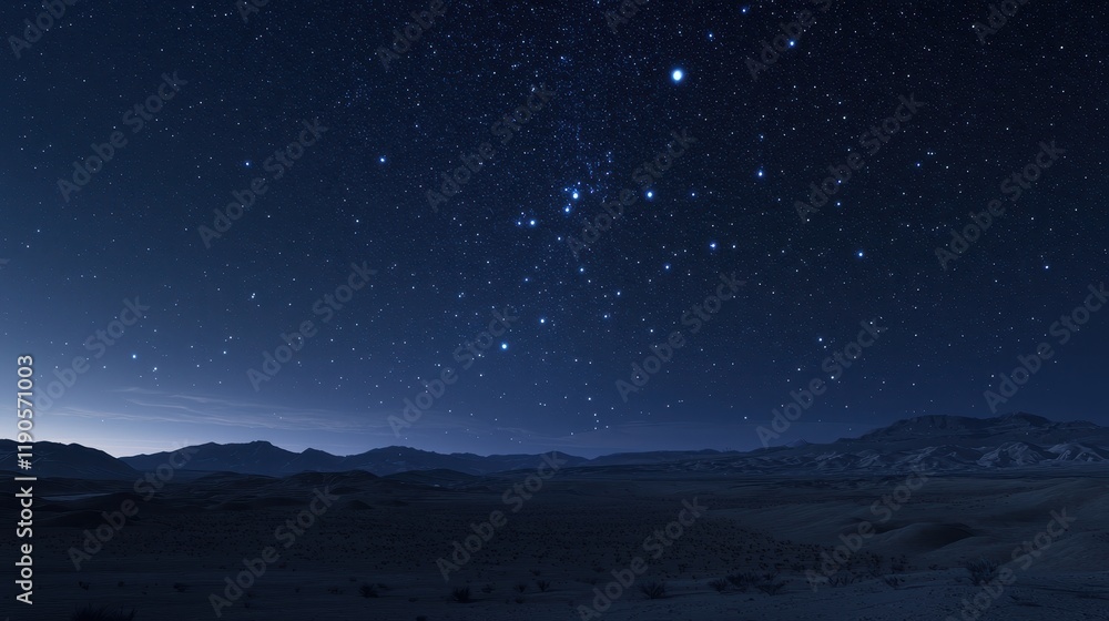 Naklejka premium Cosmic Starry Night Over Desert