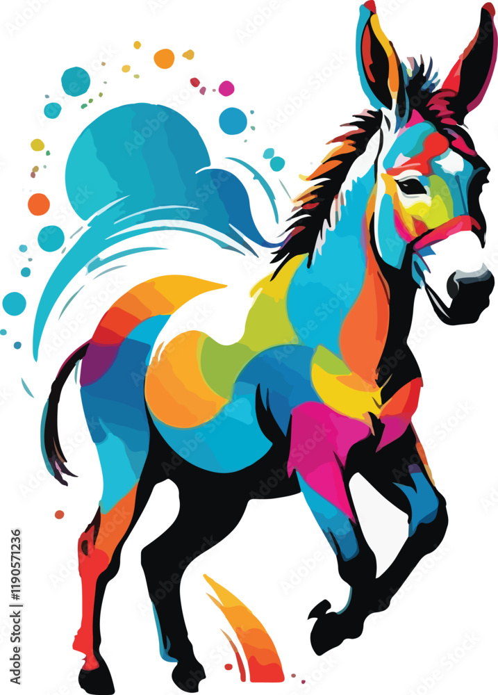 Fototapeta premium Colorful Donkey vector design, Donkey logo and icon design, Donkey vector design