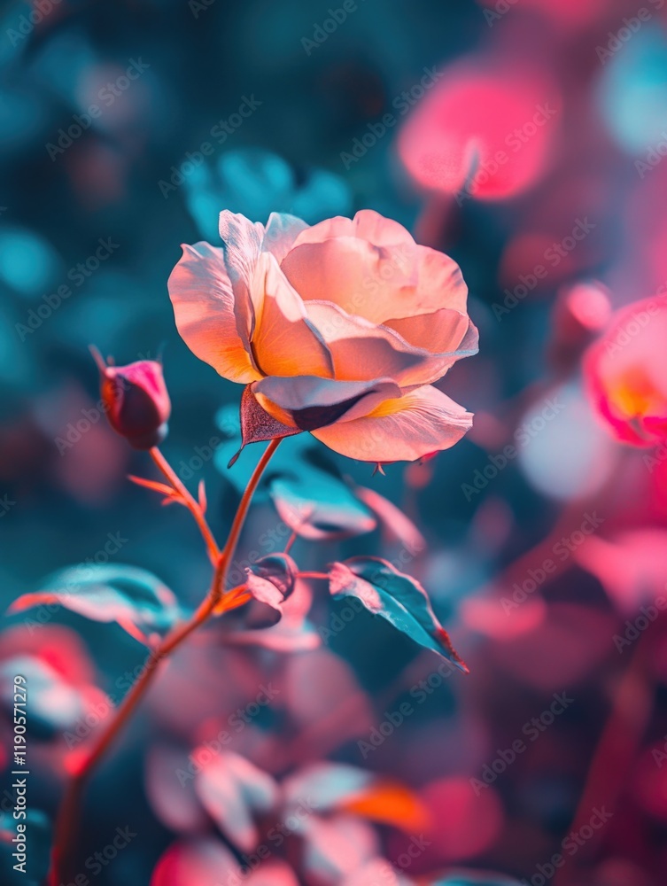 Obraz premium Pink rose blooming in garden