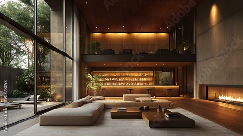 Wallpaper Mural Luxury condominium interior with a private bar and open entertainment space Torontodigital.ca