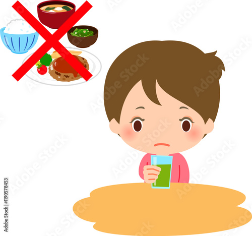 食事を抜いて野菜ジュースを飲む女性