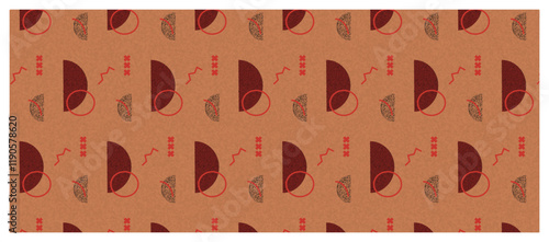 Seamless Orange Retro Pattern - Abstract Semi Circles and Vintage Style Graphics.